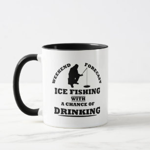 witzige Zitate über Eisfischen und Trinken Liebhab Tasse
