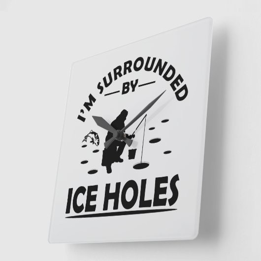 witzige Zitate über Eisfischer Quadratische Wanduhr (Winkel)