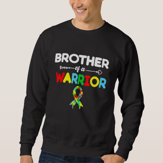 Witziger Bruder eines Krieger-Autismus-Bewusstsein Sweatshirt (Vorderseite)