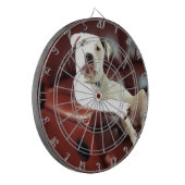 Witziger Bullenhund auf dem Sofa Dartscheibe (Vorderseite Links)
