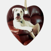 Witziger Bullenhund auf dem Sofa Keramik Ornament (Rechts)