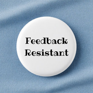 Witziger Büro-Anstecker mit Spruch gegen Feedback Button