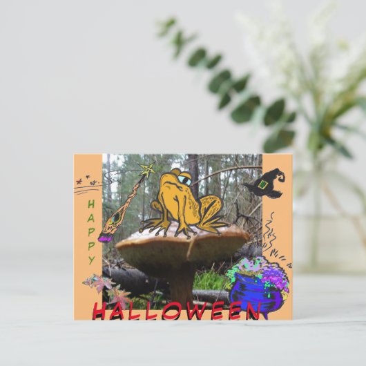 Witziger Cartoon Kruste. Halloween Postkarte (Stehend Vorderseite)