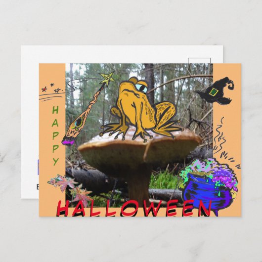 Witziger Cartoon Kruste. Halloween Postkarte (Vorne/Hinten)