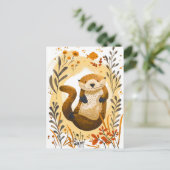 witziger Cartoon Sea Otter Floating im Ozean Postkarte (Stehend Vorderseite)