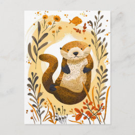 witziger Cartoon Sea Otter Floating im Ozean Postkarte