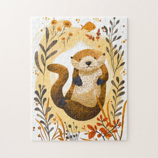 witziger Cartoon Sea Otter Floating im Ozean Puzzle (Vertikal)