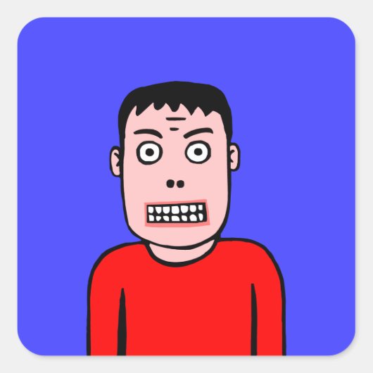 Witziger Charakter Quadratischer Aufkleber (Vorderseite)