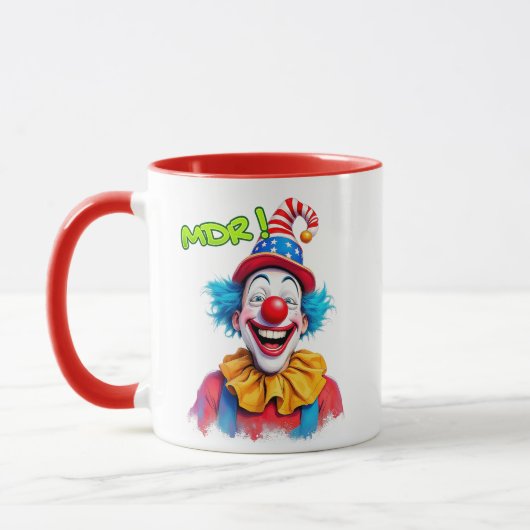 Witziger Clown mit rotem Hut. Tasse (Links)