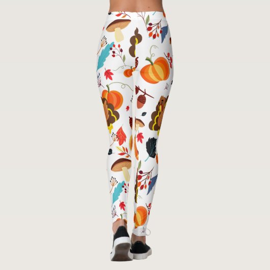 witziger Erntedank, der Truthühner abhält Leggings (Rückseite)