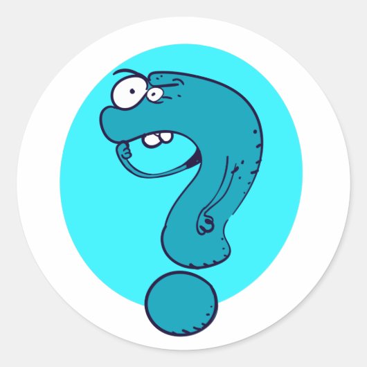 witziger Fragezeichen denkender Cartoon Runder Aufkleber (Vorderseite)