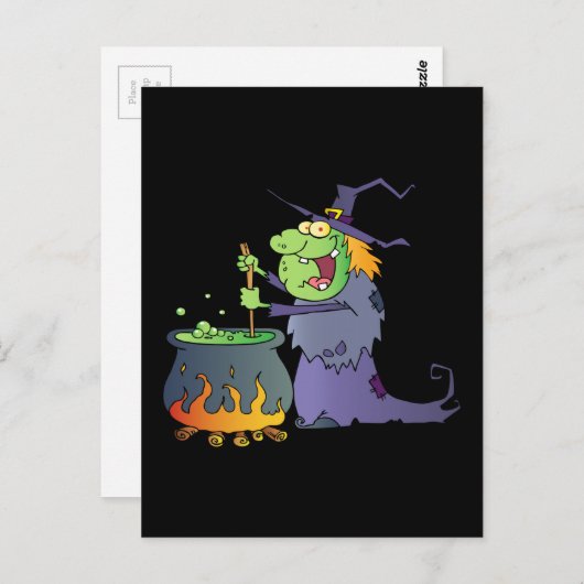 Witziger Halloween-Cartoon Postkarte (Vorne/Hinten)
