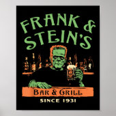 Witziger Halloween-Frank und Steins Bar Grill Poster (Vorne)