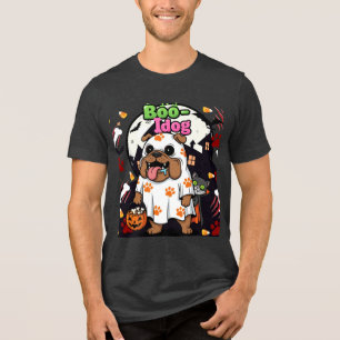 Witziger Halloween Hund "Boo Idol" Bulldog Ghost, Tri-Blend Shirt