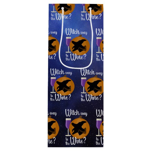 Witziger Hexenweg zum Wein Spooky Geschenktüte Für Weinflaschen (Vorderseite)