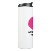 witziger Hirnziffer aus pinky-braunem Cartoon Thermosbecher (Nach links gedreht)