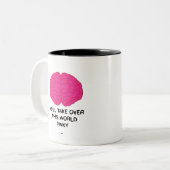 witziger Hirnziffer aus pinky-braunem Cartoon Zweifarbige Tasse (Vorderseite Links)