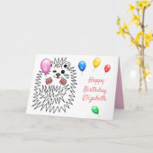 Witziger Igel. Happy Birthday individuell anpassba Karte (Gelbe Blume)