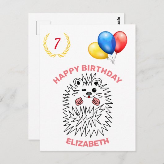 Witziger Igel. Happy Birthday individuell anpassba Postkarte (Vorne/Hinten)