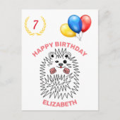 Witziger Igel. Happy Birthday individuell anpassba Postkarte (Vorderseite)