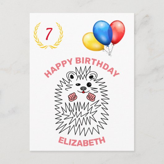 Witziger Igel. Happy Birthday individuell anpassba Postkarte (Vorderseite)