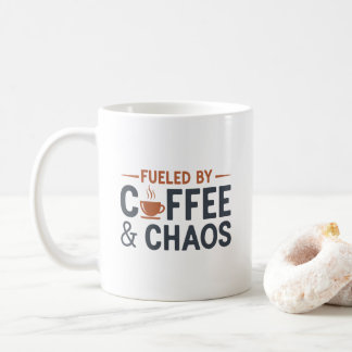 Witziger Kaffeine Humor Kaffee und Chaos Minimalis Kaffeetasse