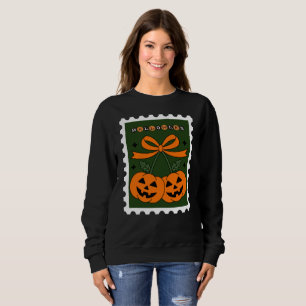 witziger Kürbishalloween Retro Postage Briefmarke Sweatshirt