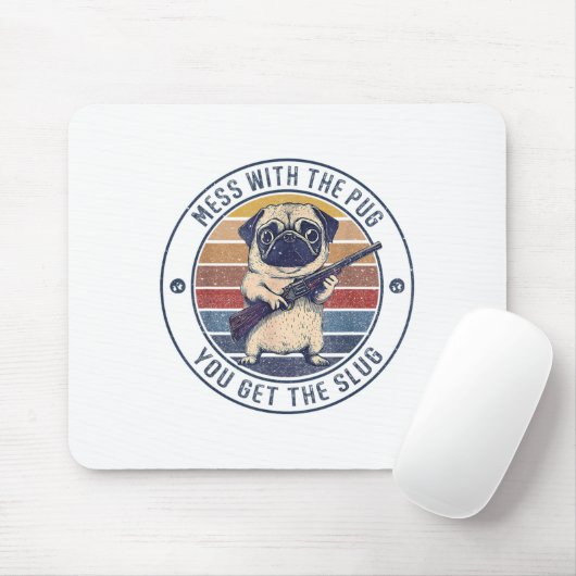Witziger Mops mit Waffen - Chaos mit dem Mops, den Mousepad (Mit Mouse)
