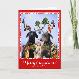 Witziger, niedlicher Hundeschlitten Weihnachtskart Feiertagskarte