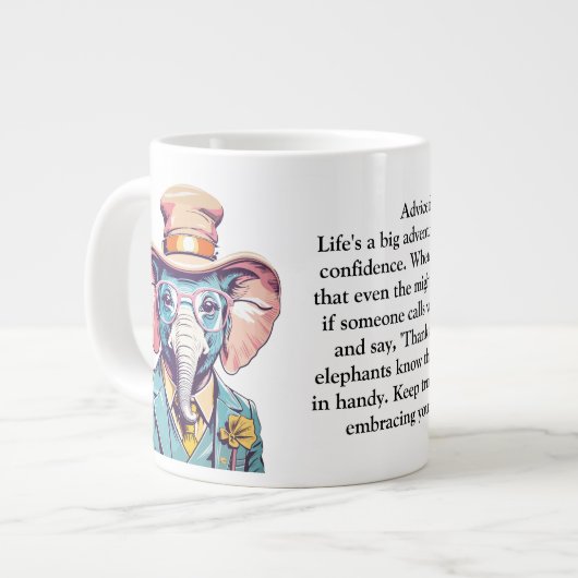 Witziger Rat eines Elefanten Jumbo-Tasse (Vorderseite Links)