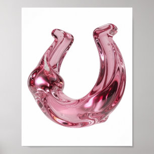 Witziger Rosa-GLAS-HUFEISEN-Design Poster