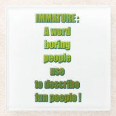 Witziger Text Glasuntersetzer (Vorderseite)