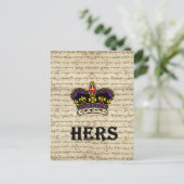 Witziger Text & Krone Postkarte (Stehend Vorderseite)