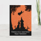 Witziger und Niedlicher Hund und Katzen Halloween Karte (Vorderseite)