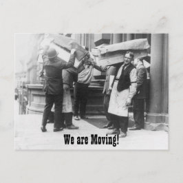 Witziger Vintager Adressenwechsel bei bewegten Män Ankündigungspostkarte