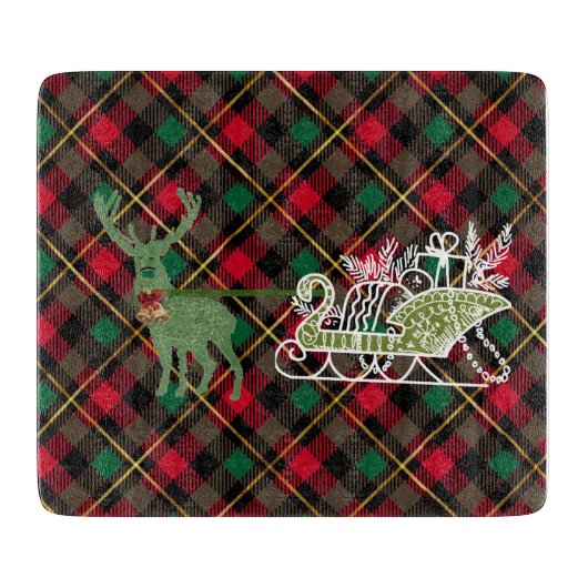 witziger Weihnachts-Deer Topiary Sleigh Schneidebrett (Vorderseite)