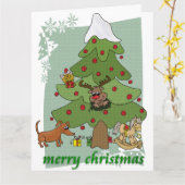 Witziger Weihnachtsbaum Karte (Gelbe Blume)