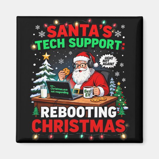Witziger Weihnachtsmann-Tech-Support Weihnachten n Magnet (Vorne)