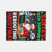 Witziger Weihnachtsmann-Tech-Support-Weihnachts-Co Fleecedecke (Vorderseite (Horizontal))
