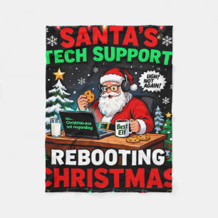 Witziger Weihnachtsmann-Tech-Support-Weihnachts-Co Fleecedecke