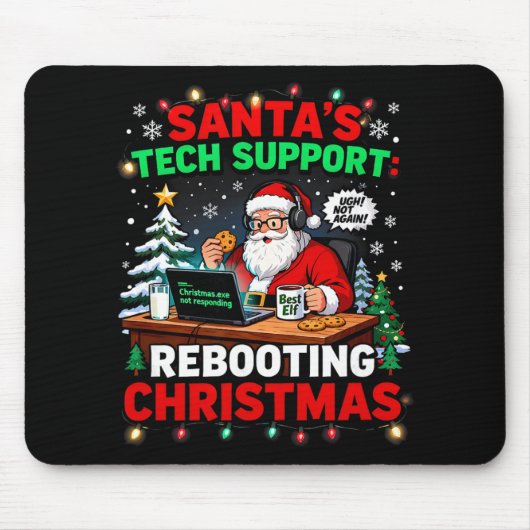 Witziger Weihnachtsmann-Tech-Support-Weihnachts-Co Mousepad (Vorne)