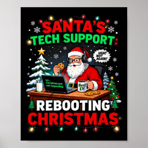 Witziger Weihnachtsmann-Tech-Support Weihnachts-Co Poster