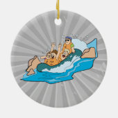 witziger Whitewater-Rafting-Cartoon Keramikornament (Hinten)