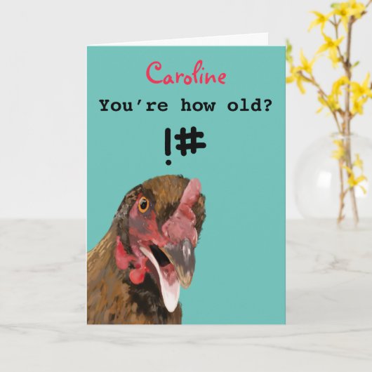 Witziger Witzhähnchen Geburtstag Karte (Gelbe Blume)