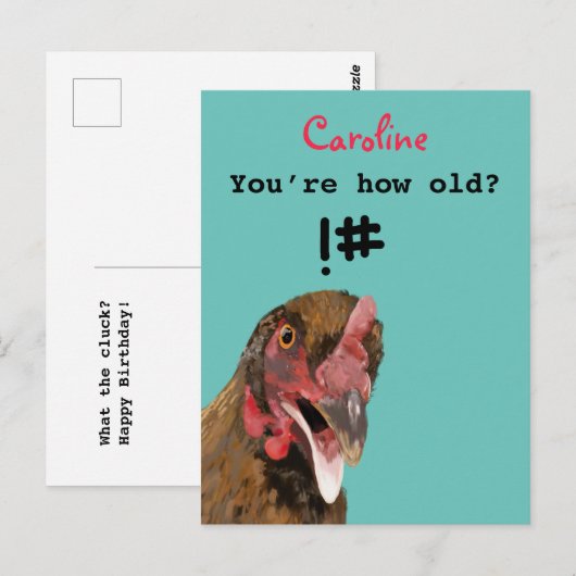 Witziger Witzhähnchen Geburtstag Postkarte (Vorne/Hinten)