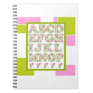 Witziges Alphabet, Alphabet der Blume, Alphabet Notizblock