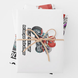 witziges Beziehung Zitat Geschenk Herz fährt Fahrr Geschenkpapier Set