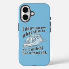 Witziges Bügeldesign Ich hasse Bügeln iPhone 16 Hülle