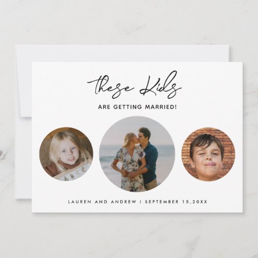 Witziges Foto diese Kinder werden heiraten Save The Date (Vorderseite)