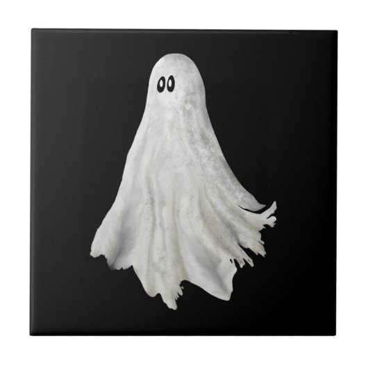 Witziges Gespenst Halloween vergangener Zeichn Fliese (Vorderseite)
